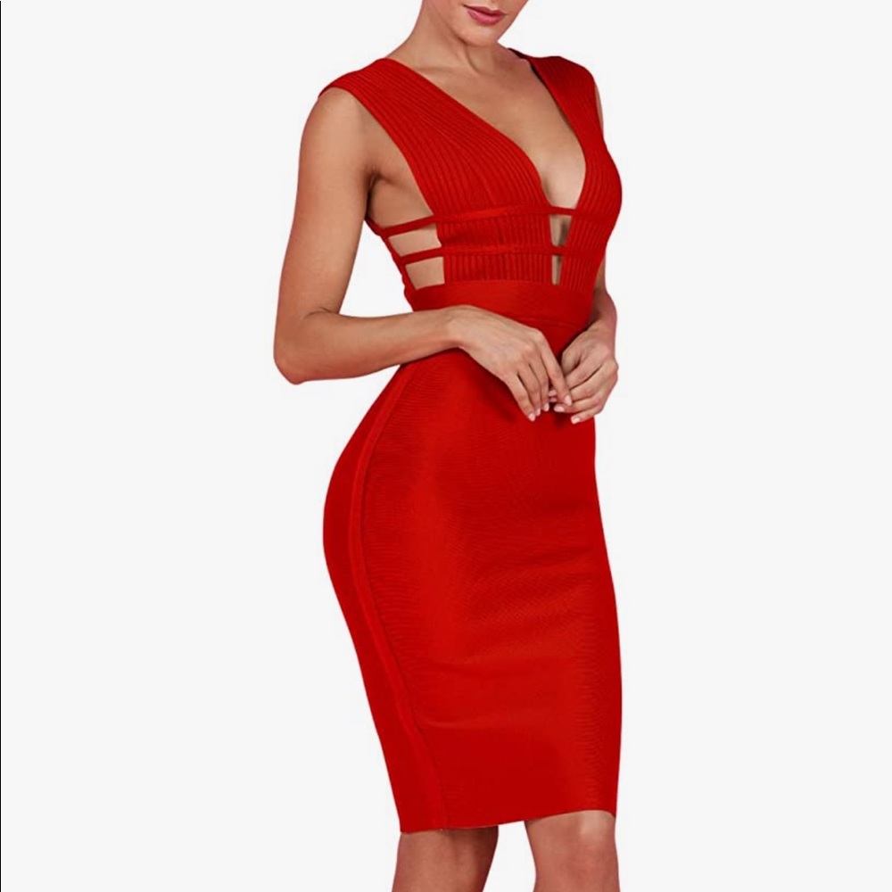 Cut out red shapely dress!